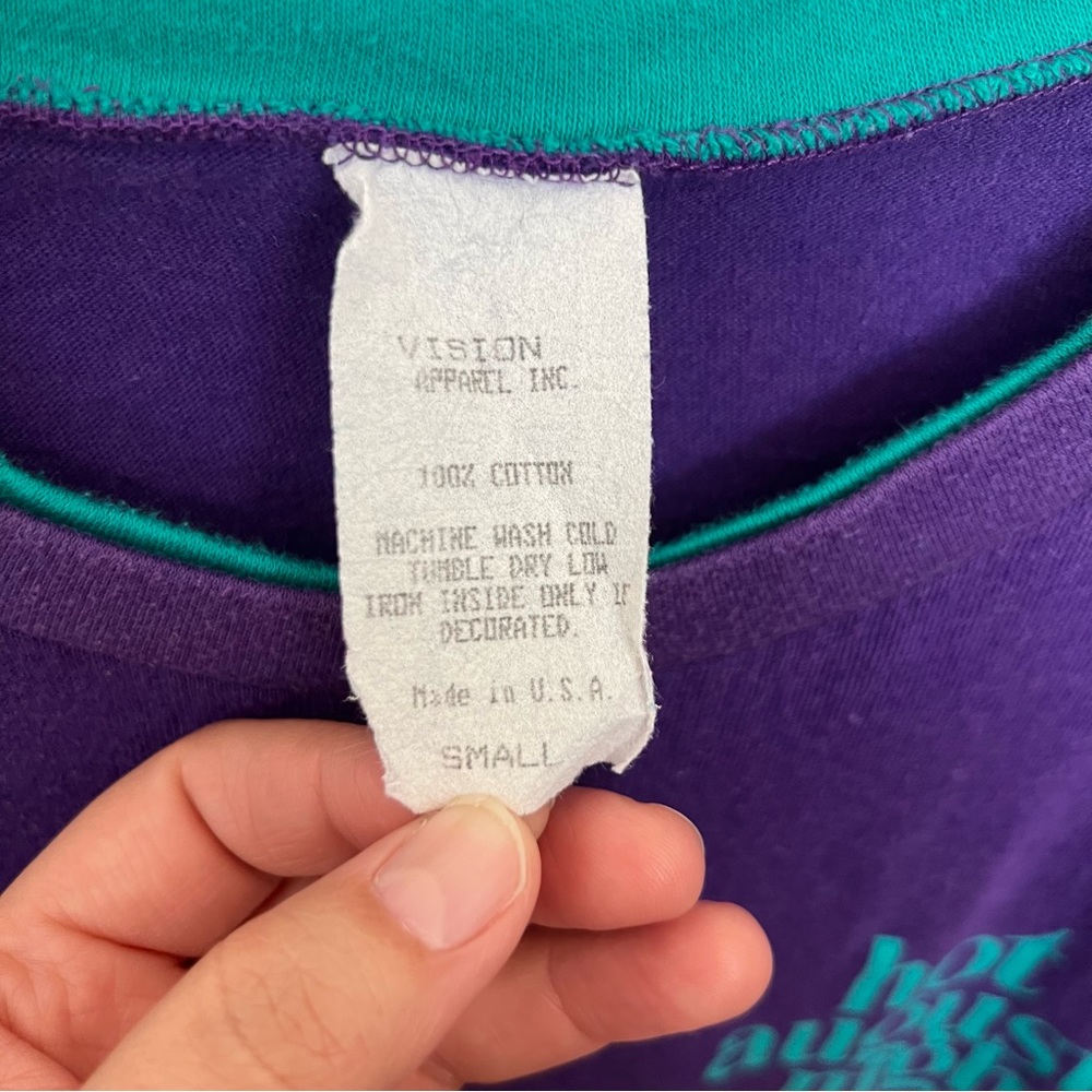 Vintage 90s Mens' Reno Hot August Nights Layered Tee Purple Teal Size Small - Picture 7 of 7